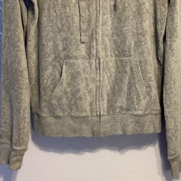Pink grey velour zip up hoodie size small - Picture 4 of 7
